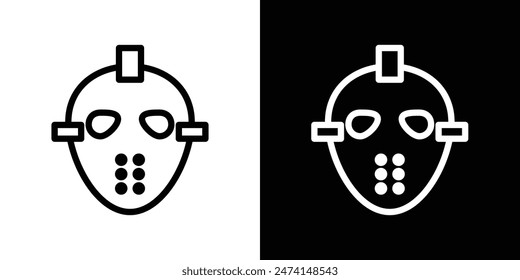 Scary Hockey Mask Icon Set. Horror-Themed Goalie Mask Icon.