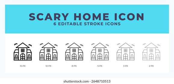 Scary home vector icon for web and app. Editable stroke vector illustration