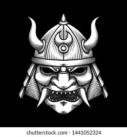 Scary Horned Samurai Armour Helm Isolated Stock Vector (Royalty Free ...