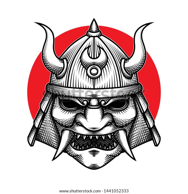 Scary Horned Samurai Armour Helm Isolated Stock Vector (Royalty Free ...