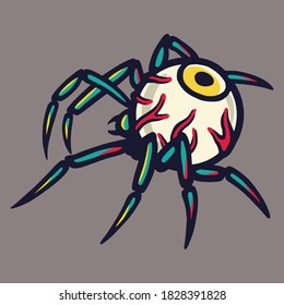 Scary horrible spider eye for halloween holiday design. October party banner, poster or postcard