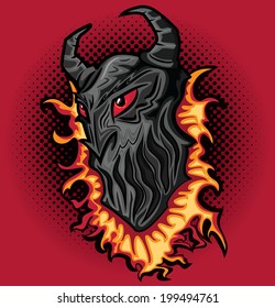 scary horror devil demon in flames illustration