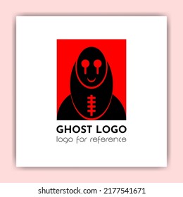 Scary horror ghost logo in red and black dominant color. Modern the horror logo