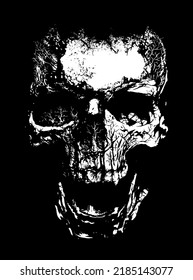 Scary, horror style human skull illustration. Vector illustration of an optical illusion.