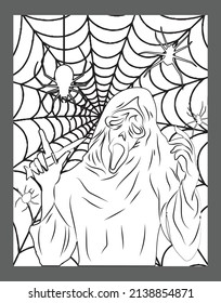Scary Horror Theme Adult Coloring Page