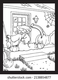 Scary Horror Theme Adult Coloring Page