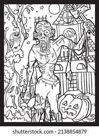 Scary Horror Theme Adult Coloring Page