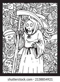 Scary Horror Theme Adult Coloring Page