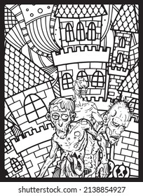 Scary Horror Theme Adult Coloring Page