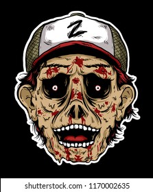 Scary horror zombie head vector. 