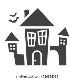 Scary House glyph icon, halloween and scary, creepy home sign vector graphics, a solid pattern on a white background, eps 10.
