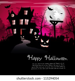 Scary house - Halloween background with place for text