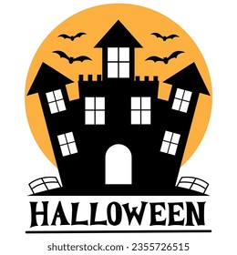 Scary house halloween design lettering typography Can be printed as t-shirt, greeting cards, gift or room and office decoration. Also can be social media post content