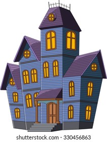 Scary house halloween isolated on white background 
