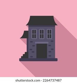 Scary house icon flat vector. Horror night. Castle fear