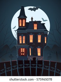 Scary house on moonlight