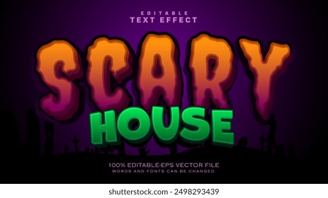 Efecto de texto de casa de miedo, texto editable tema de Halloween.