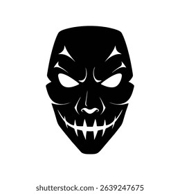 Scary human skeleton skull with crossbones, a black and white Halloween death symbol illustration