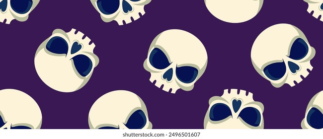 Scary human skull seamless pattern. Vector illustration.
