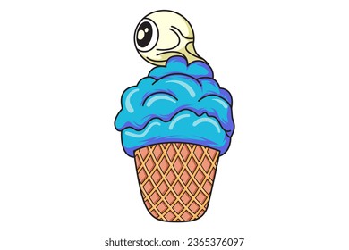Scary Ice Cream Character Illustration 
