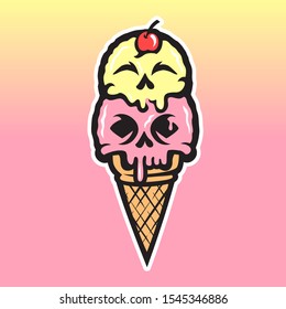 Scary Ice Cream in Vector Illustration
