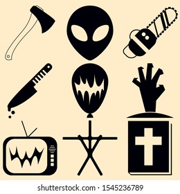 Scary icons for Halloween holiday.