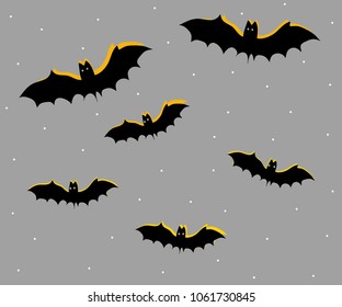scary illustrated bats for Halloween background layouts