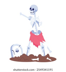 Scary illustration of grave in flat style 