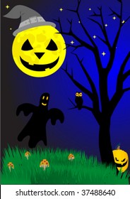 Scary illustration with Halloween elements