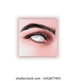 Scary illustration with realistic human eye with white iris, Demonic White eyes, Vector EPS 10 illustration