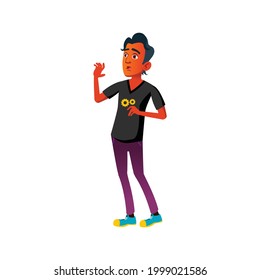 scary indian man in fear room cartoon vector. scary indian man in fear room character. isolated flat cartoon illustration