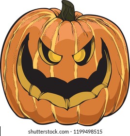 Scary Jack O Lantern pumpkin decoration for Halloween 