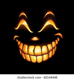 Scary Jack O Lantern smiling in the dark