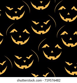 Scary  jack-o-lantern Halloween seamless patterns. Childish background. Holiday design. Vector illustration.