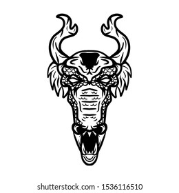scary japanese mask line art