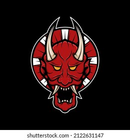 Scary Japanese mask vector illustration