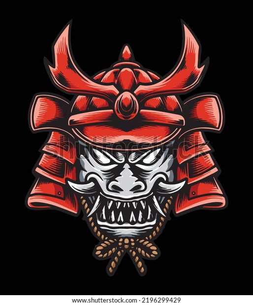 Scary Japanese Oni Mask Logo Illustration Stock Vector (royalty Free 