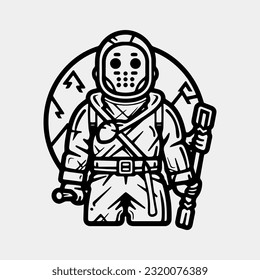 scary jason for Halloween vector isolated on white background