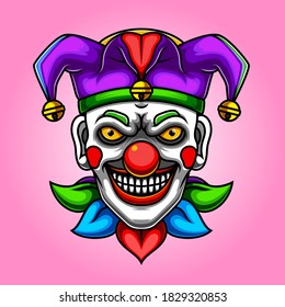 Scary joker clown of illustration
