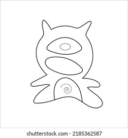 Scary Kawaii Coloring Page vector