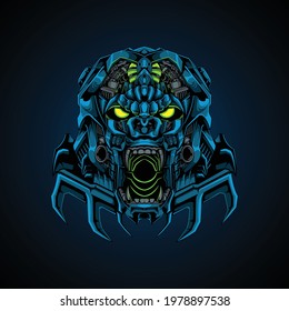 scary Khong robot head  illustration