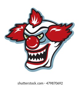 Scary killer clown with sharp teeth