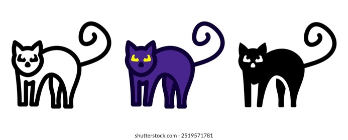 Scary kitten icon. Halloween cat symbol.