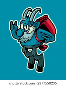 Scary Krampus. Christmas Cartoon Character Illustration.
