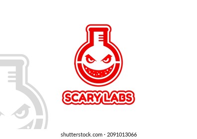 scary labs logo. scary chemical bottle logo. scary research logo. unique research enthusiast group logo.