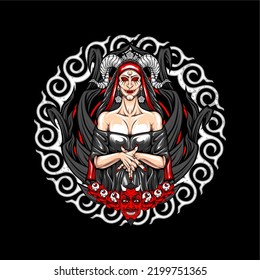 scary lady illustration with awesome background