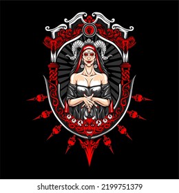 scary lady illustration with awesome background