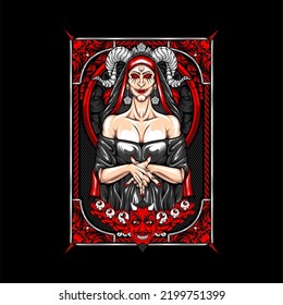 scary lady illustration with awesome background