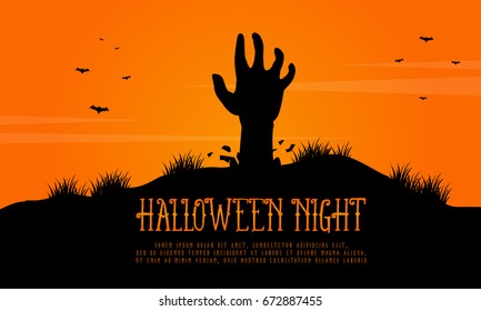 Scary landscape with zombie Halloween