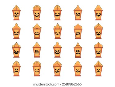 Scary Lantern Face Icon Element